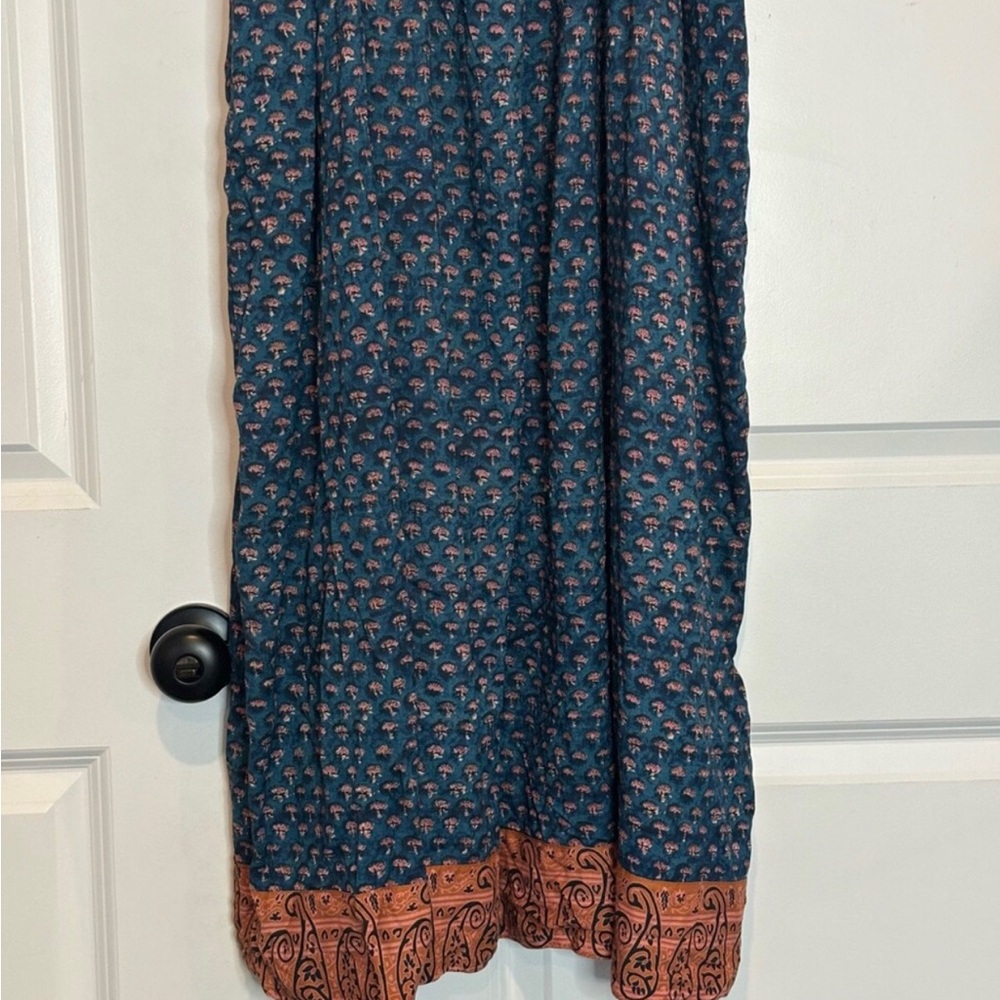 NATURAL LIFE Teal Floral Midi Dress with Pink Trim Straps - Picture 3 of 7